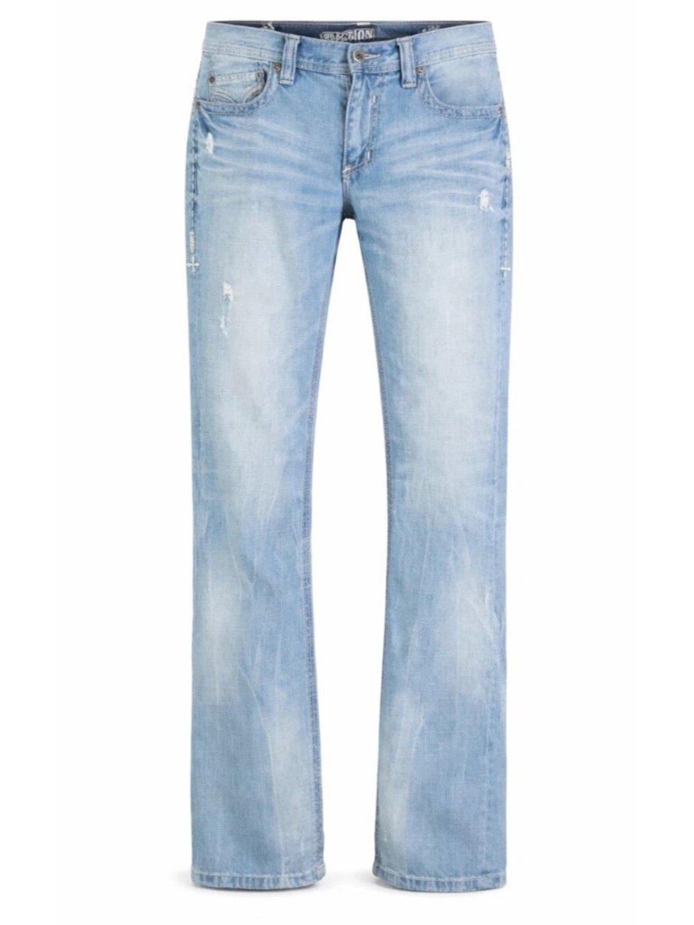 Affliction Cooper Jeans Mens 32X34 Blue Stone Wash Relaxed Boot Distressed